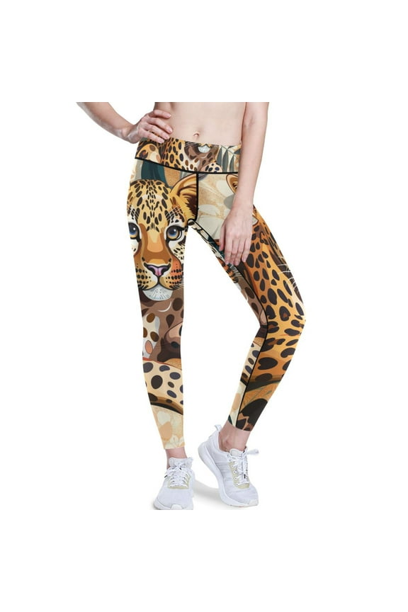 Leopard Baby Yoga Pants with Pockets for Women Workout Athletic Yoga Leggings