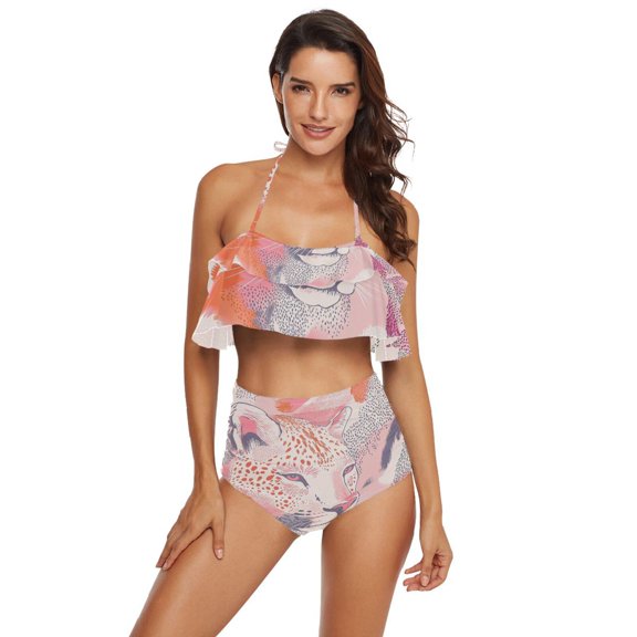 Ckdifva Leopard Print Womens High Waisted Bikini Set Two Piece Swimsuit Bathing Suits