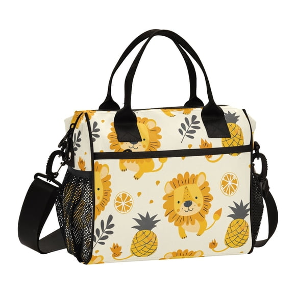 Ckdifva Lions Pineapples Cooler Bag Cooler Cooling Tote Lunch Bag Lunch Box Front Pocket with Shoulder Strap
