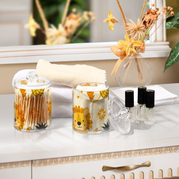 Ckdifva Lions Pineapples Storage Jar with Lid Acrylic Organization Storage Containers Set of 2