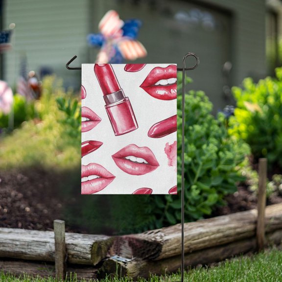 Ckdifva Lips Garden Flag 12 x 18 Inch Vertical Double Sided for Yard Lawn Outdoor Outside