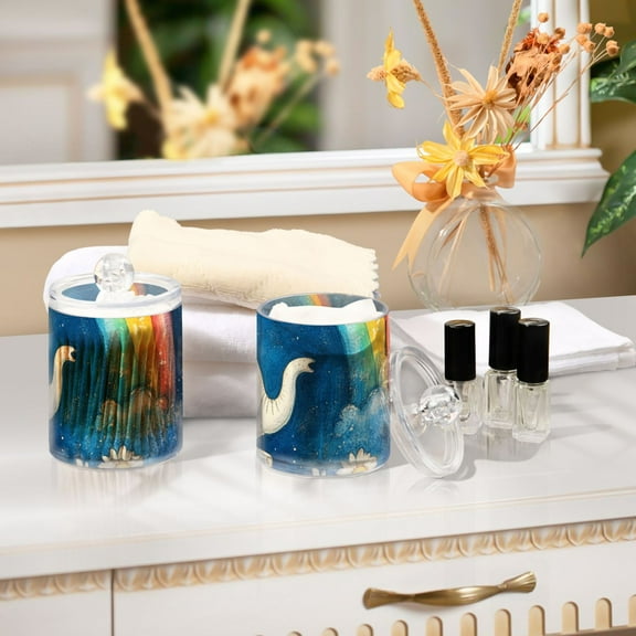 Ckdifva Little Elephants Rainbow Storage Jar with Lid Acrylic Organization Storage Containers Set of 2