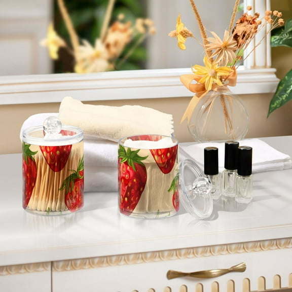 Ckdifva Lots Of Strawberries Storage Jar with Lid Acrylic Organization Storage Containers Set of 4