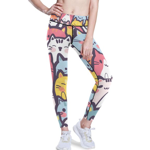 Ckdifva Lovely Cats Yoga Pants with Pockets for Women Workout Athletic Yoga Leggings