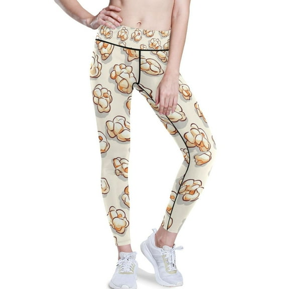 Ckdifva Many Popcorns Yoga Pants with Pockets for Women Workout Athletic Yoga Leggings