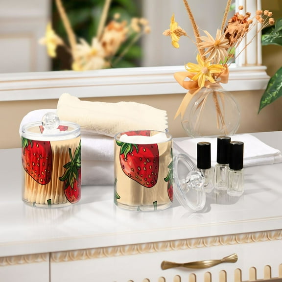 Ckdifva Many Strawberries Storage Jar with Lid Acrylic Organization Storage Containers Set of 2