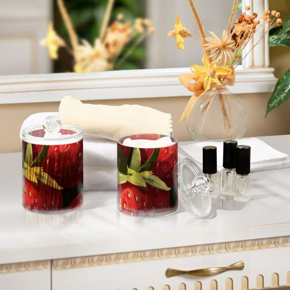 Ckdifva Many Strawberries Storage Jar with Lid Acrylic Organization Storage Containers Set of 2