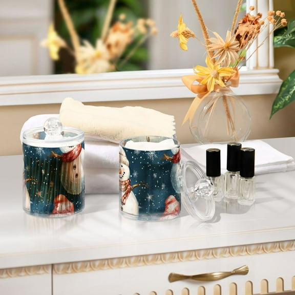 Ckdifva Many Winter Snowmans Storage Jar with Lid Acrylic Organization Storage Containers Set of 4