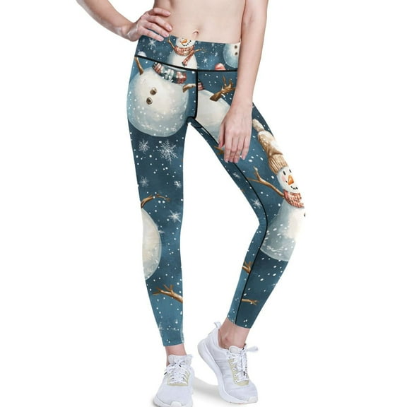 Ckdifva Many Winter Snowmans Yoga Pants with Pockets for Women Workout Athletic Yoga Leggings