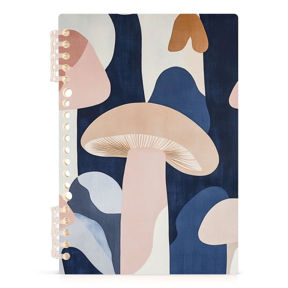 Ckdifva Mushrooms Doodle A5 Ring Binder Notebook Journey Note Diary College Ruled Study 60 Pages