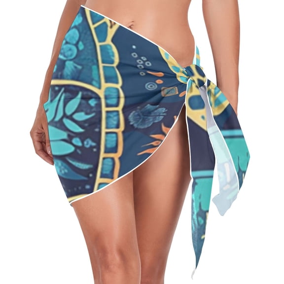 Ckdifva Mystery Turtle Beach Cover Up for Women Swimsuit Coverups Bikini Wrap Short Skirt