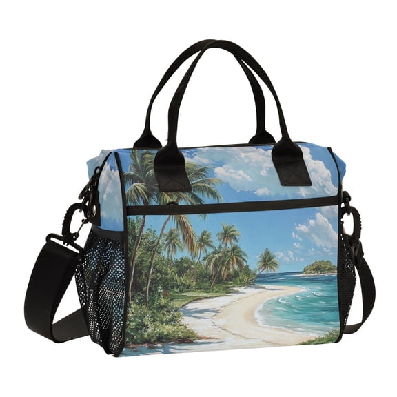 Ckdifva Paradise Island Cooler Bag Cooler Cooling Tote Lunch Bag Lunch Box Front Pocket with Shoulder Strap