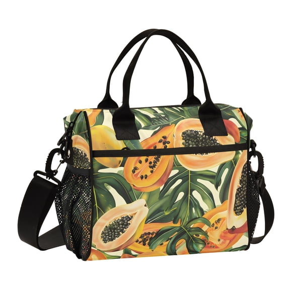 Ckdifva Pawpaw Leaves Cooler Bag Cooler Cooling Tote Lunch Bag Lunch Box Front Pocket with Shoulder Strap