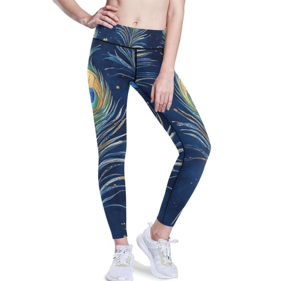 Ckdifva Peacock and Feather Yoga Pants with Pockets for Women Workout Athletic Yoga Leggings
