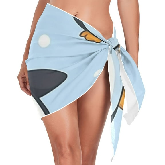 Ckdifva Penguins in Blue Beach Cover Up for Women Swimsuit Coverups Bikini Wrap Short Skirt