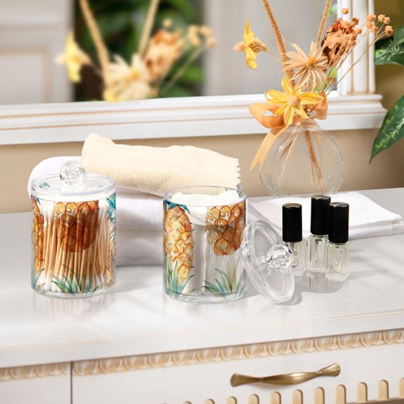 Ckdifva Pineapples Cats Storage Jar with Lid Acrylic Organization Storage Containers Set of 2