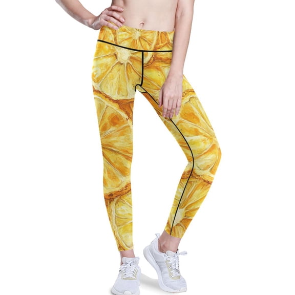 Ckdifva Pineapples Slices Yoga Pants with Pockets for Women Workout Athletic Yoga Leggings