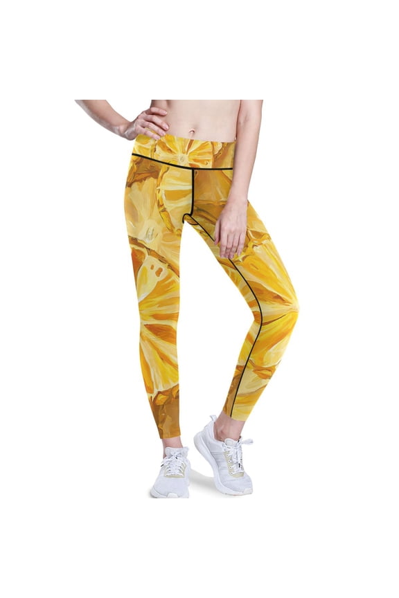 Pineapples Watercolor Yoga Pants with Pockets for Women Workout Athletic Yoga Leggings