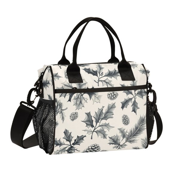 Ckdifva Pines and Leaves Cooler Bag Cooler Cooling Tote Lunch Bag Lunch Box Front Pocket with Shoulder Strap
