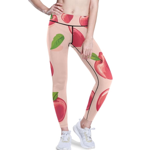 Ckdifva Pink Apples Yoga Pants with Pockets for Women Workout Athletic Yoga Leggings