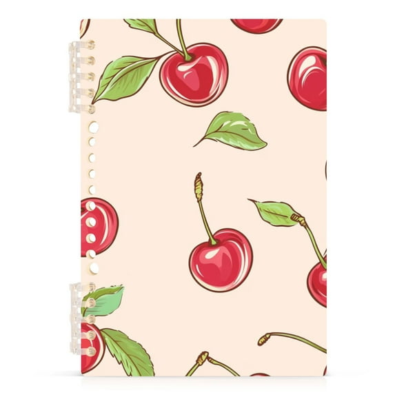 Ckdifva Pink Cherrys A5 Ring Binder Notebook Journey Note Diary College Ruled Study 60 Pages