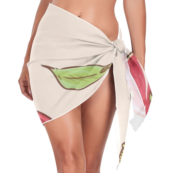 Ckdifva Pink Cherrys Beach Cover Up for Women Swimsuit Coverups Bikini Wrap Short Skirt