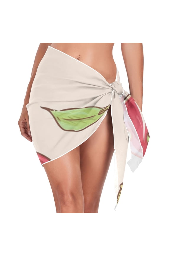 Pink Cherrys Beach Cover Up for Women Swimsuit Coverups Bikini Wrap Short Skirt