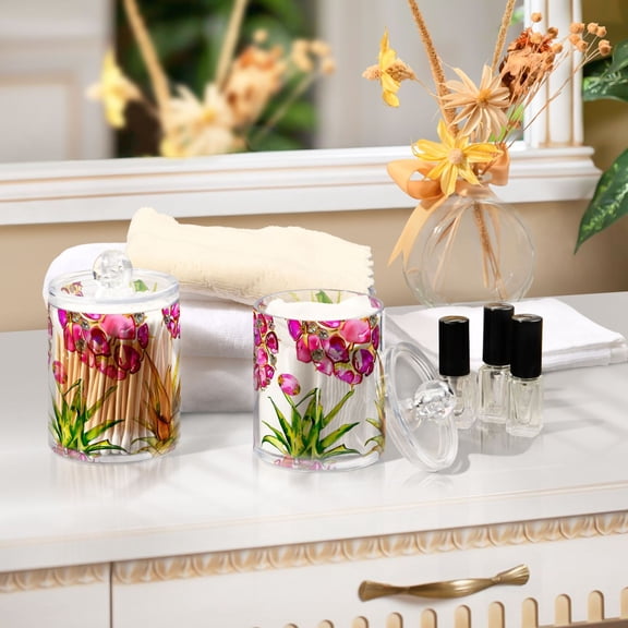 Ckdifva Pink Pineapples Storage Jar with Lid Acrylic Organization Storage Containers Set of 2