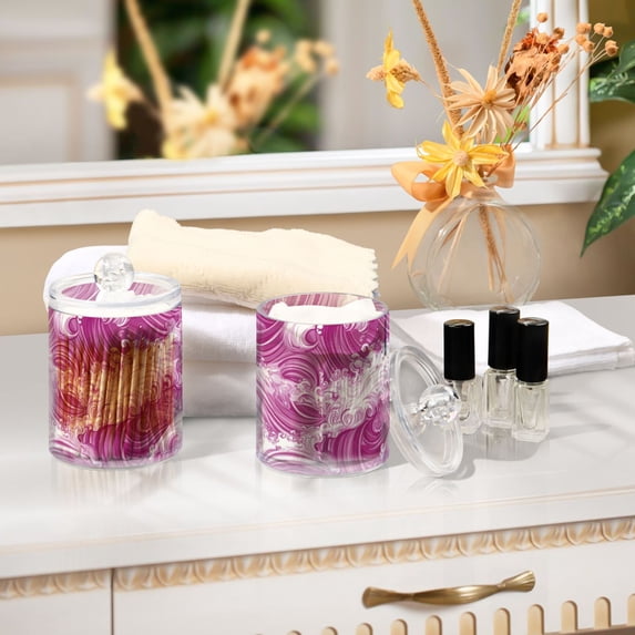 Ckdifva Pink Waves Storage Jar with Lid Acrylic Organization Storage Containers Set of 2