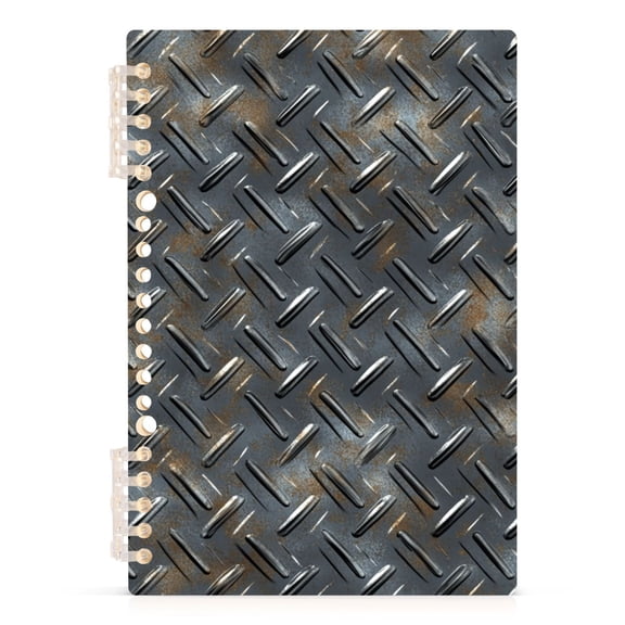 Ckdifva Pixelated Metal A5 Ring Binder Notebook Journey Note Diary College Ruled Study 60 Pages