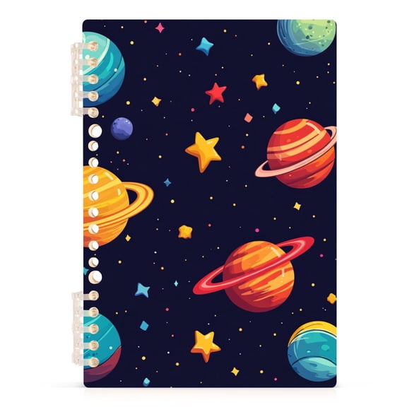 Ckdifva Planets and Stars A5 Ring Binder Notebook Journey Note Diary College Ruled Study 60 Pages