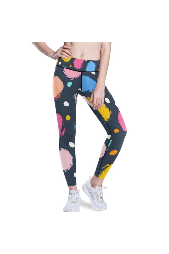 Polka Dots Yoga Pants with Pockets for Women Workout Athletic Yoga Leggings