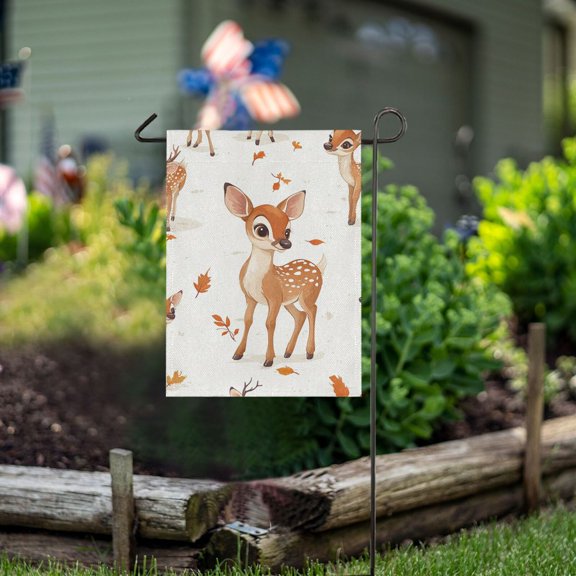 Ckdifva Pretty Deers Garden Flag 12 x 18 Inch Vertical Double Sided for Yard Lawn Outdoor Outside