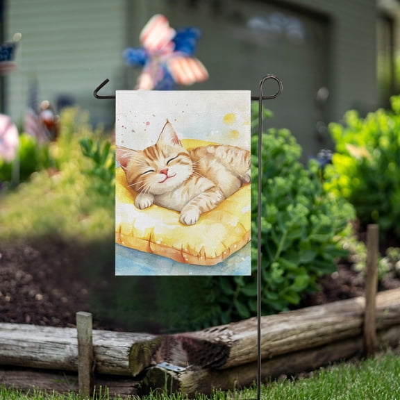 Ckdifva Pretty Orange Cat Garden Flag 28 x 40 Inch Vertical Double Sided for Yard Lawn Outdoor Outside