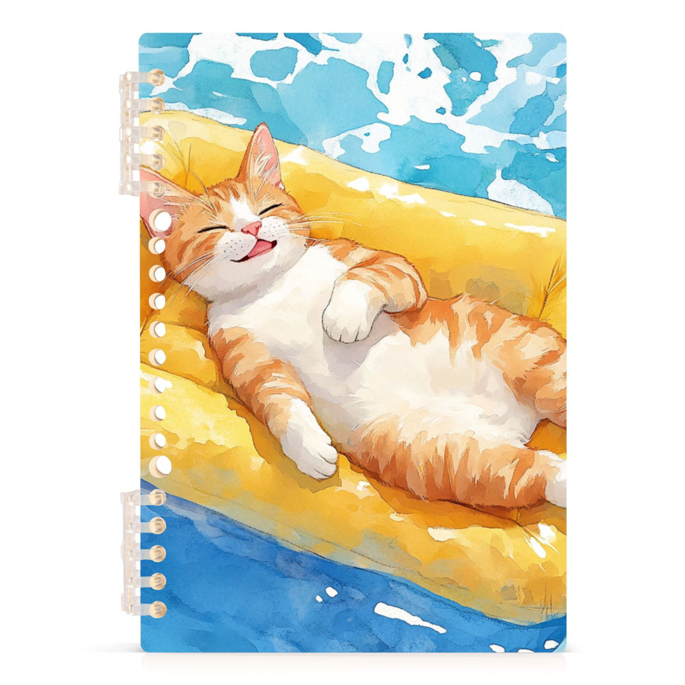 Pool Side Notes.notebook Ckdifva Pretty Orange Cat in Pool A5 Ring Binder Notebook Journey Note ...