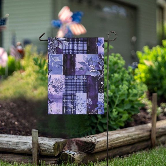 Ckdifva Purple Blue Winter Leaves Garden Flag 12 x 18 Inch Vertical Double Sided for Yard Lawn Outdoor Outside