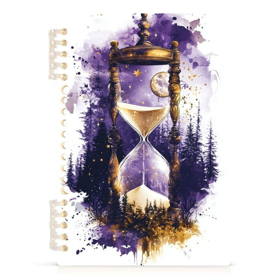 Ckdifva Purple Hourglass Forest A5 Ring Binder Notebook Journey Note Diary College Ruled Study 60 Pages