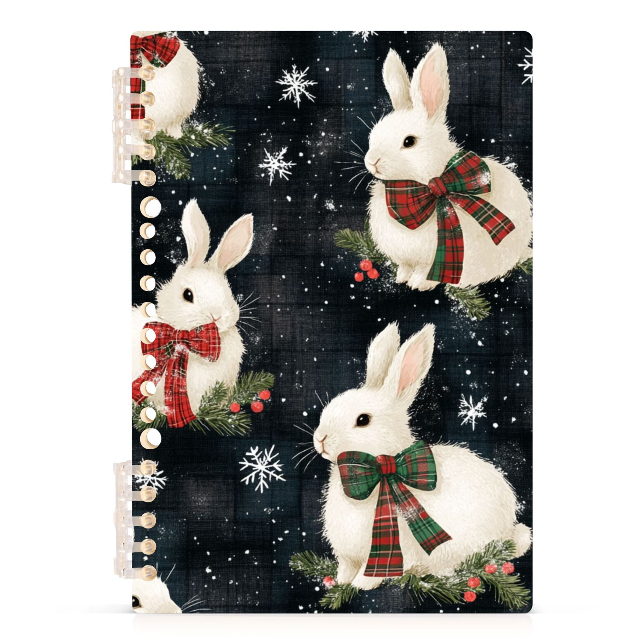 Ckdifva Rabbits Snowflakes Santa A5 Ring Binder Notebook Journey Note ...