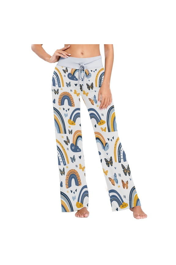 Rainbows and Butterflies Womens Sleep Pajama Pants Waistband Lounge Sleepwear Pjs Sweatpants Yoga Pants