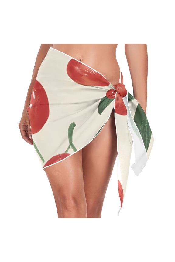 Red Dates Leaves Beach Cover Up for Women Swimsuit Coverups Bikini Wrap Short Skirt