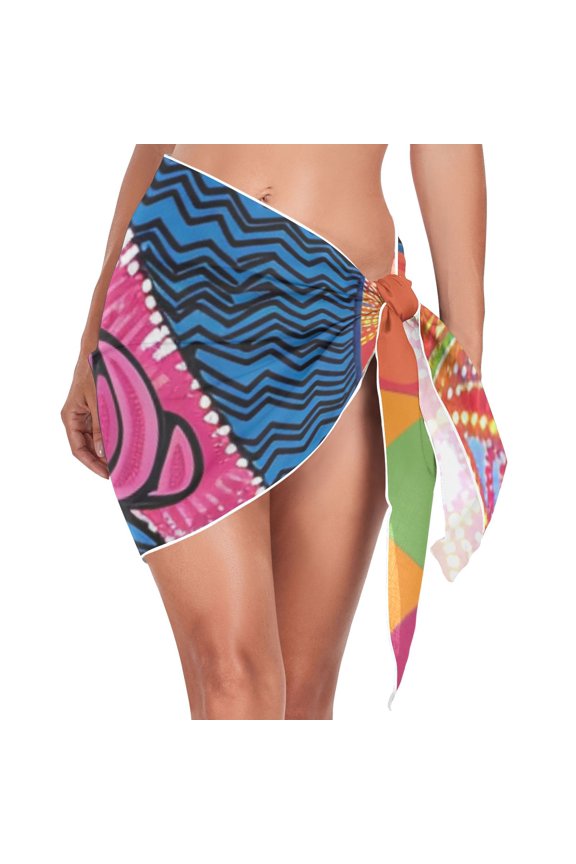 Retro Flamingo Beach Cover Up for Women Swimsuit Coverups Bikini Wrap Short Skirt
