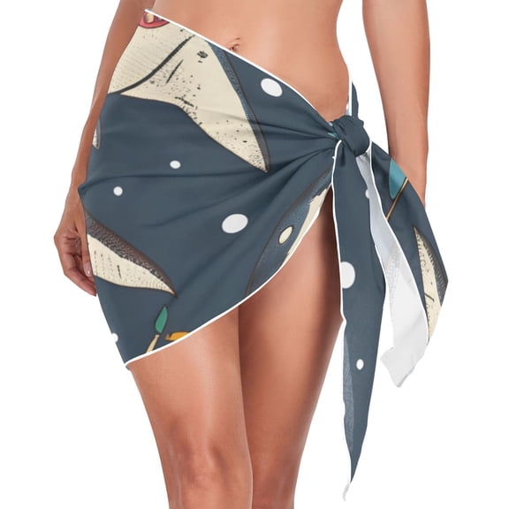 Ckdifva Sharks Beach Cover Up for Women Swimsuit Coverups Bikini Wrap Short Skirt