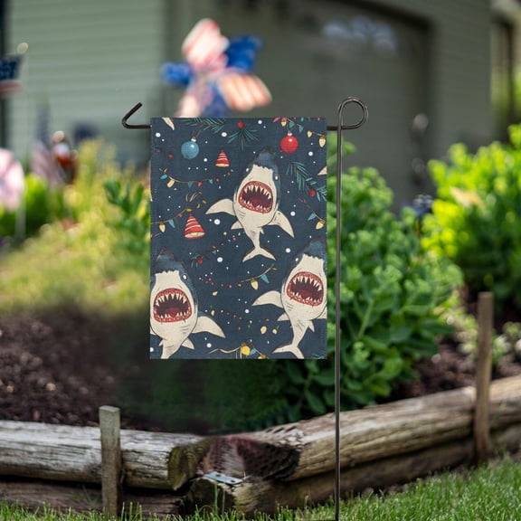 Ckdifva Sharks Garden Flag 12 x 18 Inch Vertical Double Sided for Yard Lawn Outdoor Outside