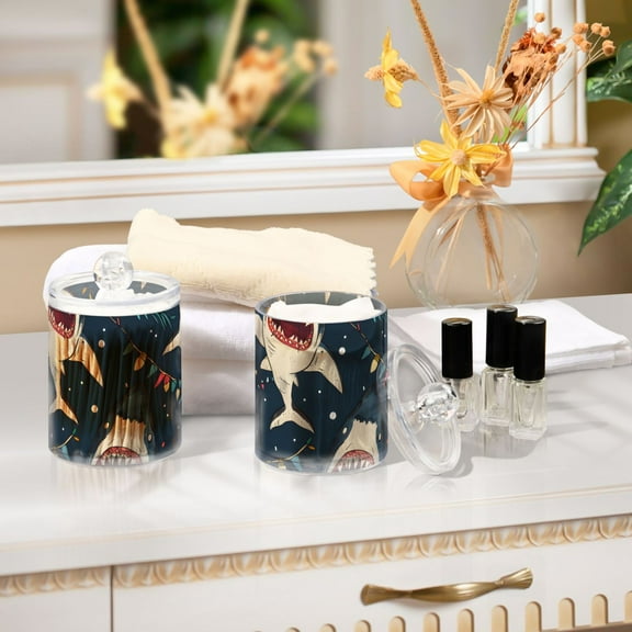Ckdifva Sharks Storage Jar with Lid Acrylic Organization Storage Containers Set of 2
