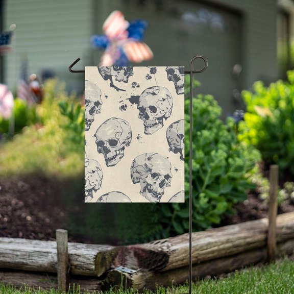 Ckdifva Skulls Skeleton Garden Flag 12 x 18 Inch Vertical Double Sided for Yard Lawn Outdoor Outside