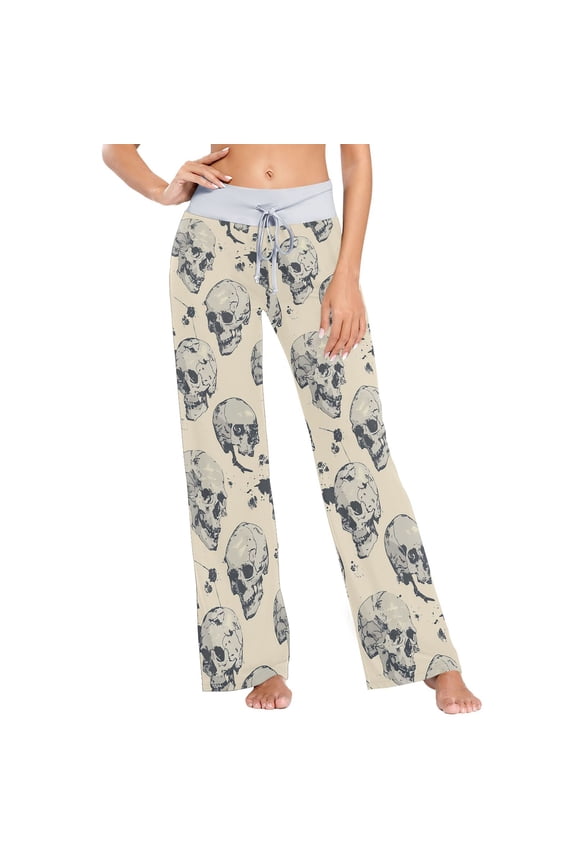 Skulls Skeleton Womens Sleep Pajama Pants Waistband Lounge Sleepwear Pjs Sweatpants Yoga Pants