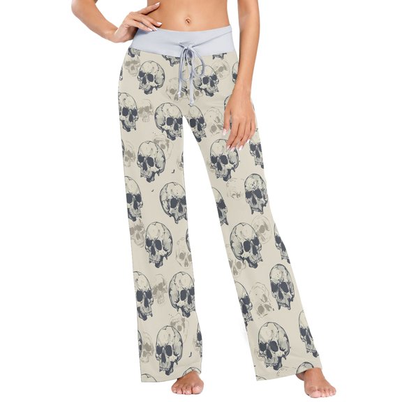 Ckdifva Skulls Womens Sleep Pajama Pants Waistband Lounge Sleepwear Pjs Sweatpants Yoga Pants
