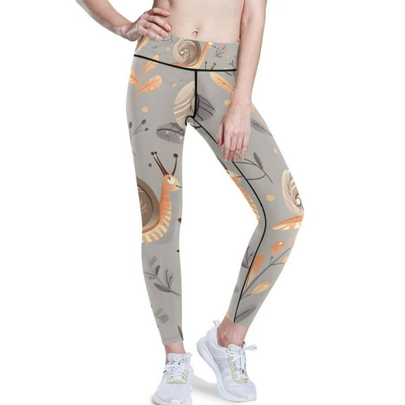 Ckdifva Snails Leaves Yoga Pants with Pockets for Women Workout Athletic Yoga Leggings