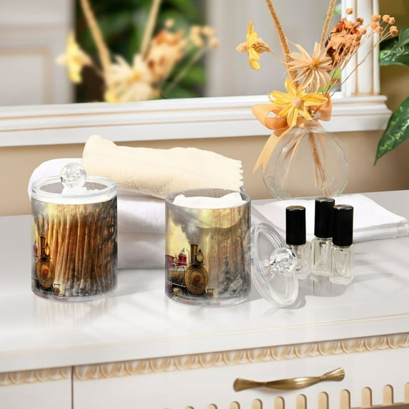 Ckdifva Snow and Train Storage Jar with Lid Acrylic Organization Storage Containers Set of 2