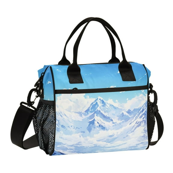 Ckdifva Snow-capped Mountains Cooler Bag Cooler Cooling Tote Lunch Bag Lunch Box Front Pocket with Shoulder Strap
